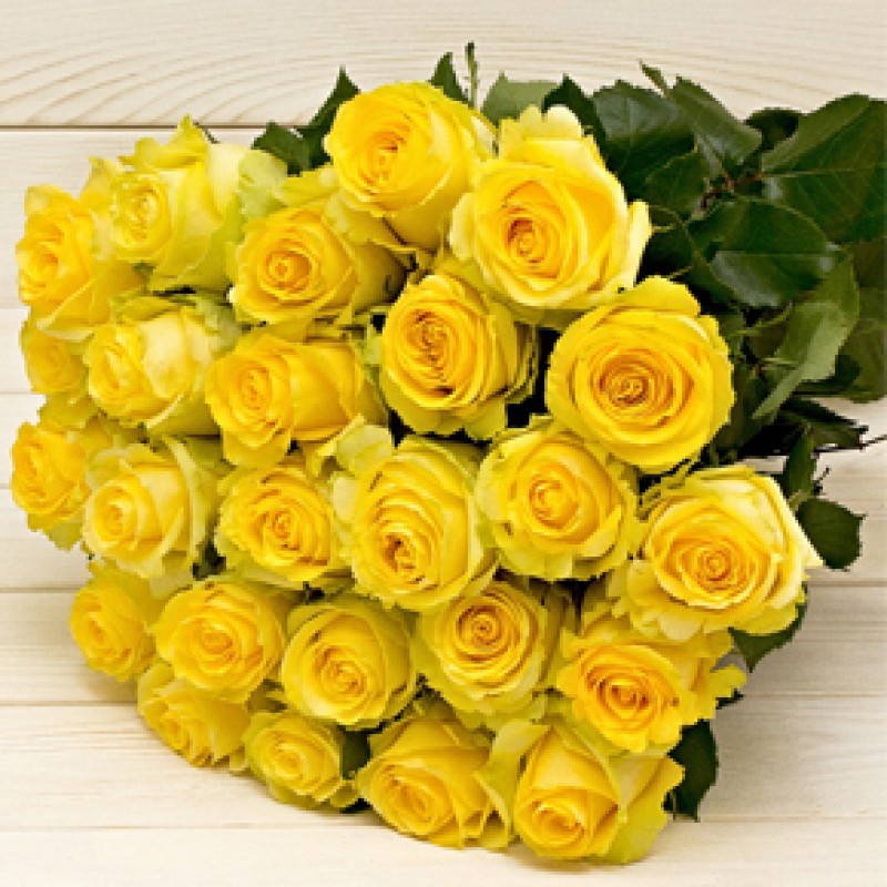 Букет желтых роз Эквадор 25 штук 70 см