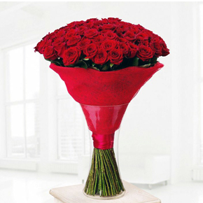 Букет красных роз Эквадор 51 штука 80 см