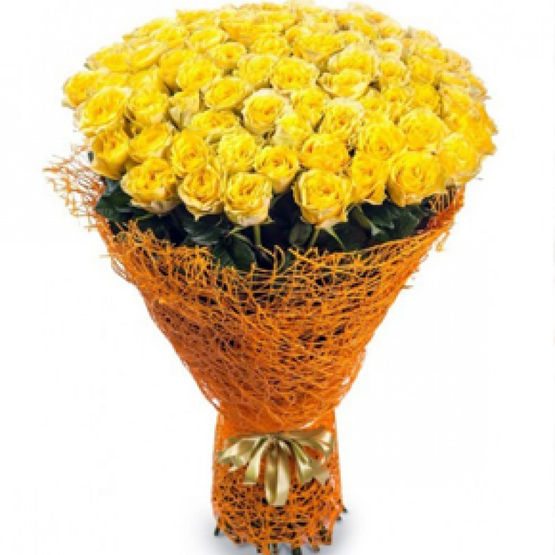 Букет желтых роз Эквадор 51 штука 100 см