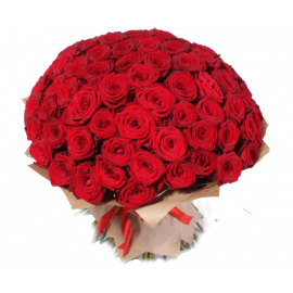 Букет красных роз Эквадор 101 штука 70 см
