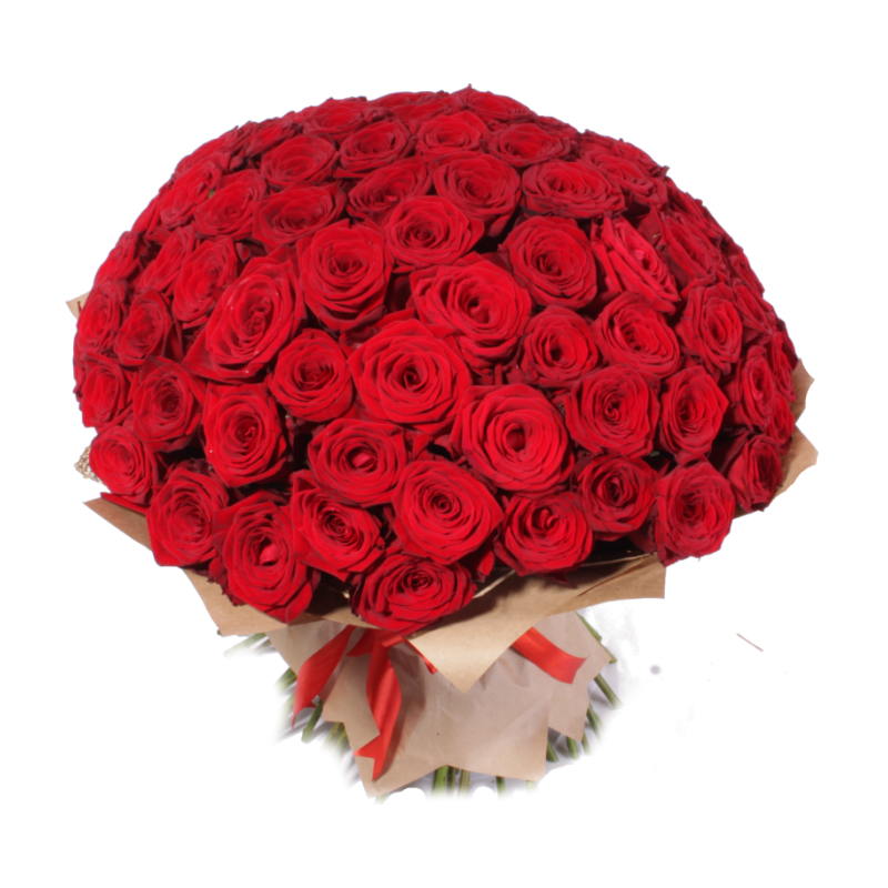 Букет красных роз Эквадор 101 штука 70 см