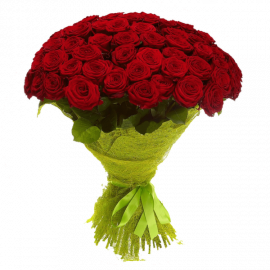 Букет красных роз Эквадор 101 штука 80 см