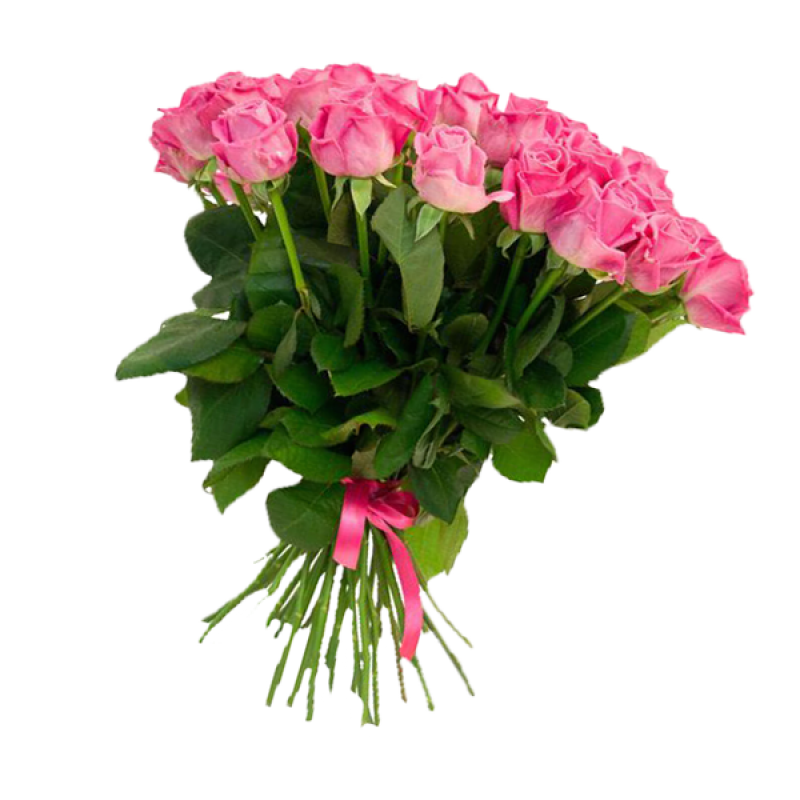 Букет розовых роз Эквадор 25 штук 60 см