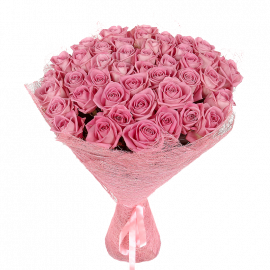Букет розовых роз Эквадор 51 штука 60 см