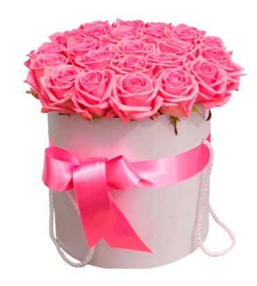 Букет из 25 розовых роз в шляпной коробке